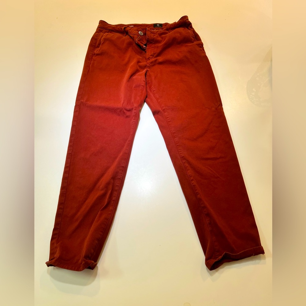 Adriano Goldschmied Caden Crop Twill Trousers, Size 28, Dark Hibiscus